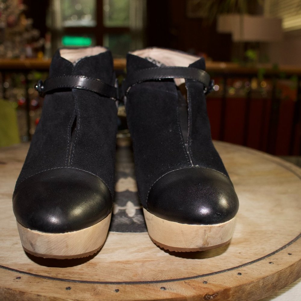 Matt Bernson Morrison Black Suede & Wood Platform Ankle Boot $278 Nordstrom 8